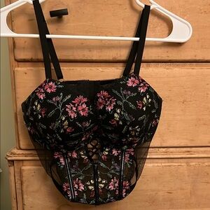 Victoria’s Secret Floral Black Bustier Top